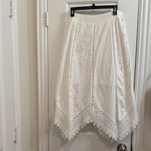 Chico's Cream Lace Midi Skirt size 1 Petite